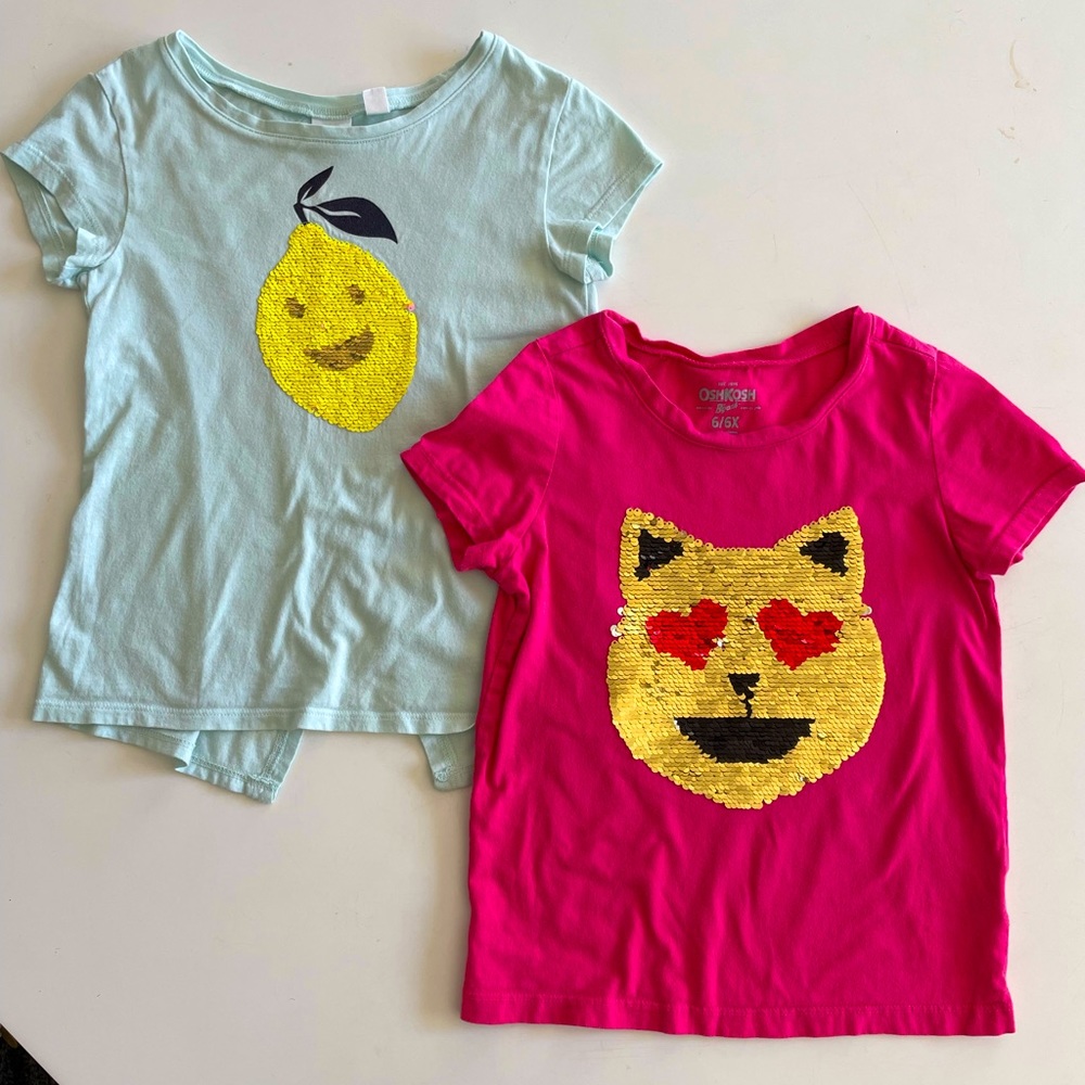 Bundle of flippy sequin tees: lemon & kitty